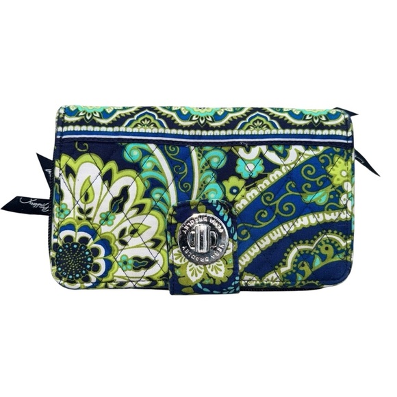 Vera Bradley Rhythm and Blues turn lock style clutch wallet Quilted cotton EUC - Picture 2 of 5